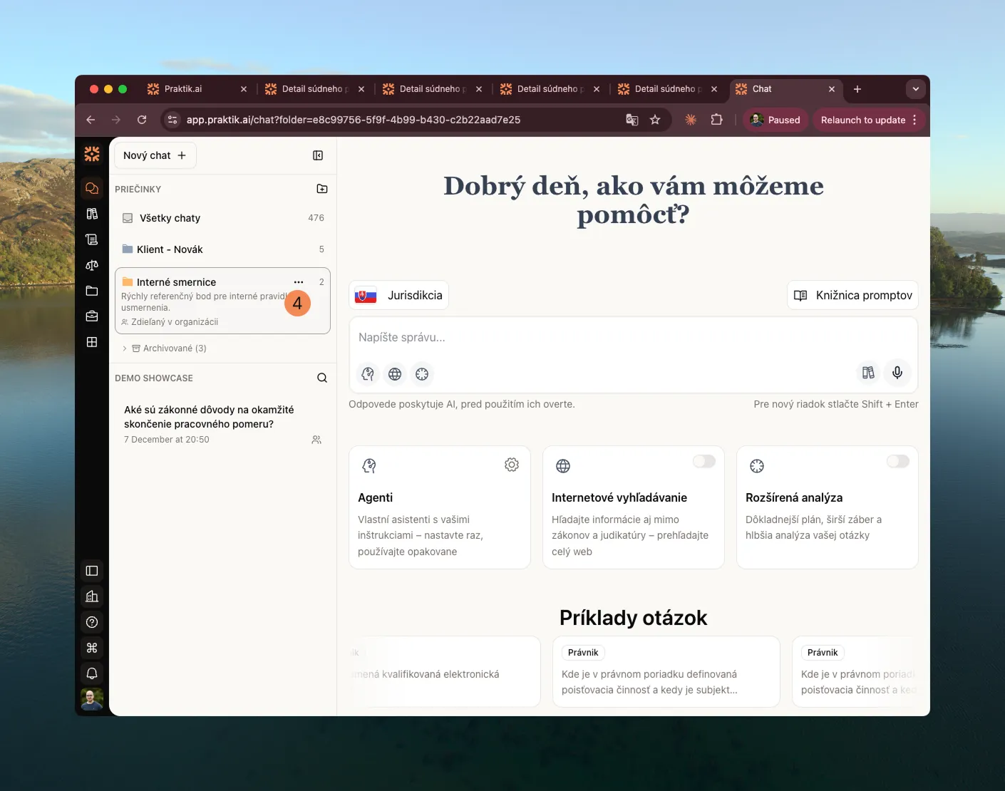 Kontextové menu priečinka s možnosťou "Upraviť" vyznačené číslom 5