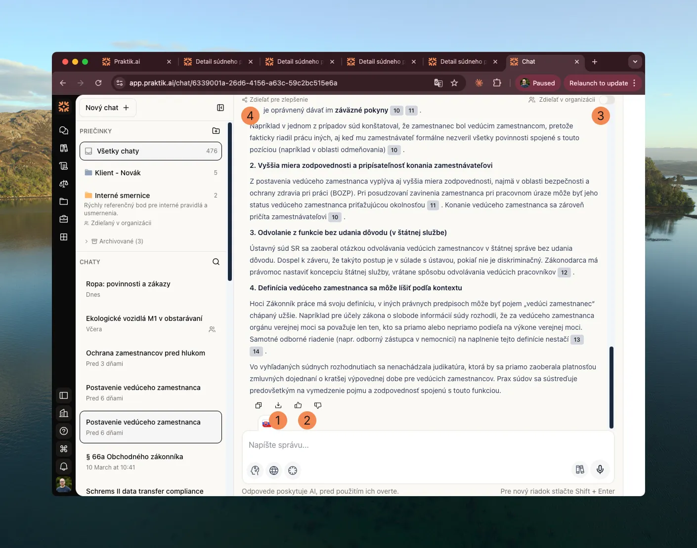 Rozhranie odpovede s očíslovanými možnosťami