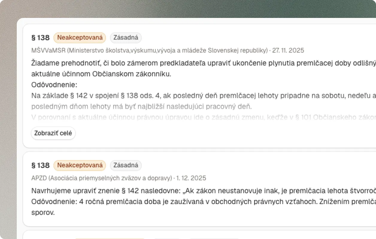 Pripomienky z medzirezortného pripomienkového konania