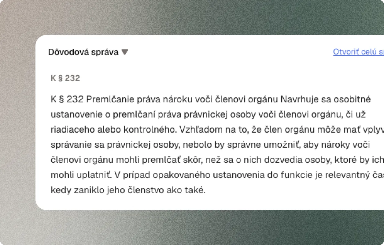 Dôvodová správa priradená k paragrafu
